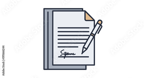 Contract Document with Signature and Pen 1.