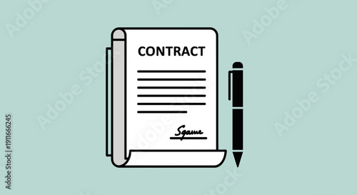 Contract Document with Signature and Pen.