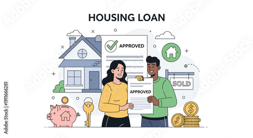 Couple Receiving Housing Loan Approval Documents.