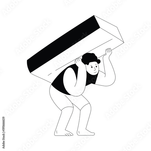 Carrying a mass Vector illustration. EPS 10 file		