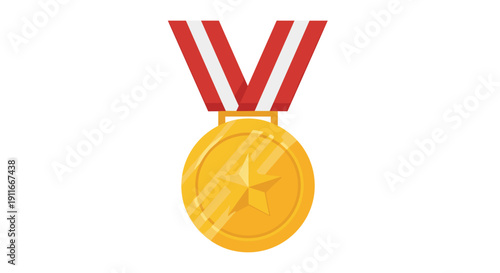 Golden Medal with Red Ribbon.