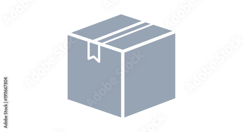 Gray Box with White Tape and Label.