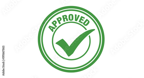Green Approved Stamp with Checkmark Logo.