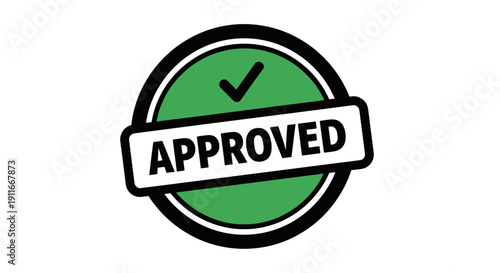 Green Approved Stamp with Checkmark Icon.