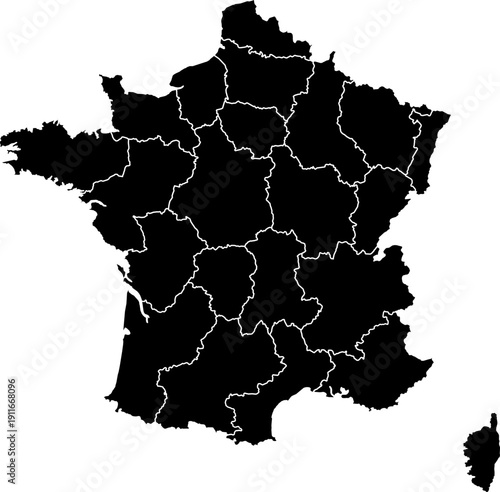 Black silhouette map of France pattern 