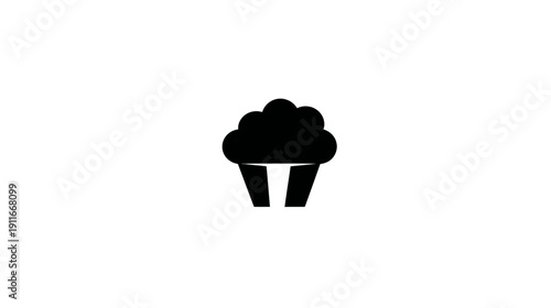Black graphic depicting a stylized treat on a white background, suggesting a dessert item