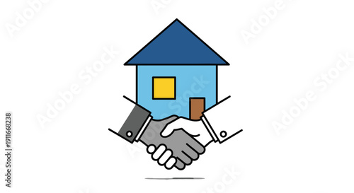 Handshake in front of a house.