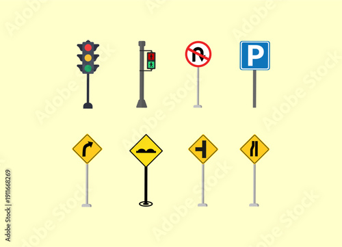 Comprehensive Traffic and Road Sign Icon Set