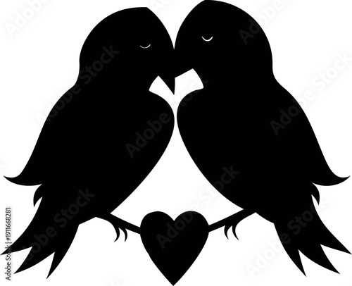 Love Birds Heart Silhouette
