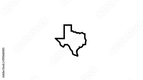 Black outline of a state's shape on white background. Simple design, minimalist aesthetic