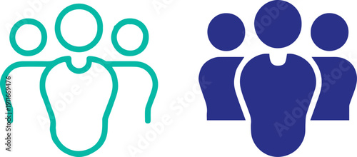 group community symbol filled and outline glyph for interface