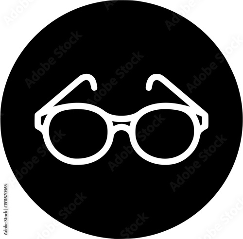 Minimalist round circle glasses frame vector silhouette icon for smart look