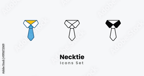 Necktie icons vector set stock illustration