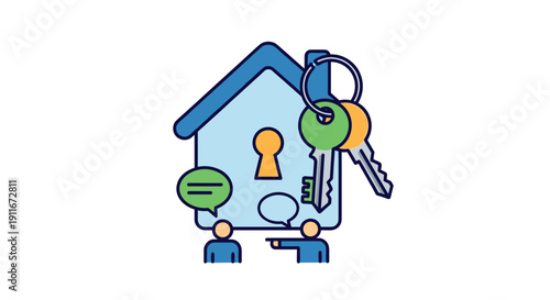 House Icon with Key and Lock.