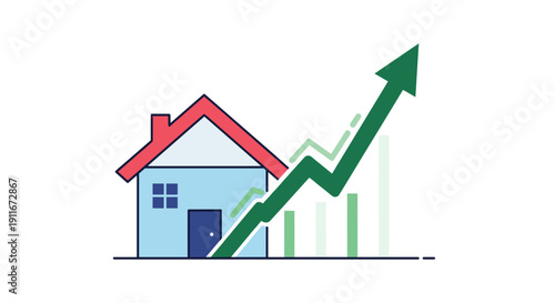 Free Download House Icon with Rising Graph Arrow. - GFXLoad
