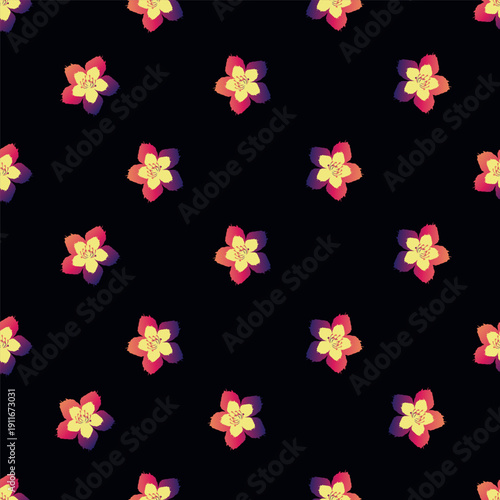 Cute seamless pattern with decorative flowers and leaves can be used for wallpapers, surface textures, textile,linen, kids cloth, pattern fills, page backgrounds and more designs