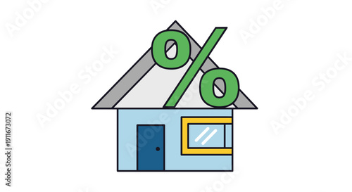 House with Percentage Symbol on Roof.