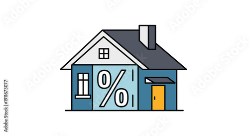 House with Mortgage Interest Rate Symbol.
