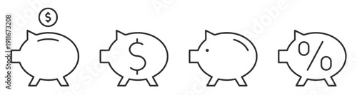 Piggy bank icons representing savings and finance
