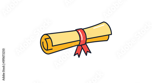 Illustration of a rolled parchment with ribbon.