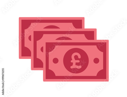 Pile of British pound sterling banknotes representing currency and finance