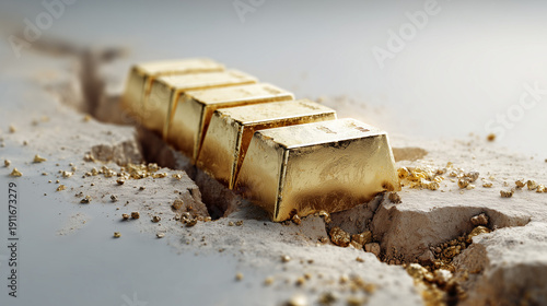 Gold Bars Resting on Surfac...