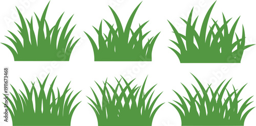 Green Grass Silhouette Vector Set for Nature Landscape Design