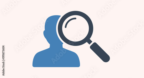 Magnifying Glass Examining Human Silhouette Icon.