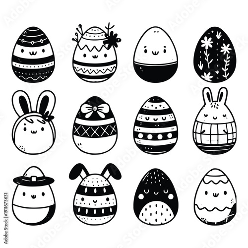 Cute Easter Eggs Doodles