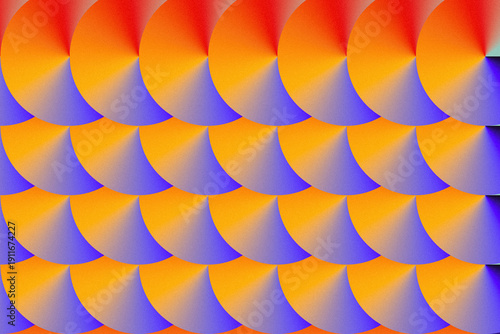 Quadro su tela A vibrant abstract pattern featuring repeating semi-circular geometric shapes arranged in a seamless, overlapping scale-like formation