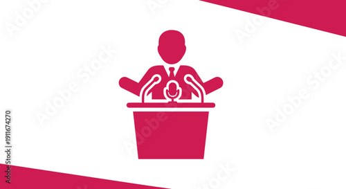Man Speaking at Podium Graphic Illustration.