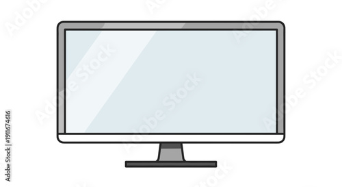 Modern Computer Monitor on Stand Isolated.