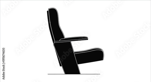 Black chair, minimal flat design, side view, furniture, simple, modern, isolated, vector graphic