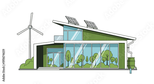 Modern Eco Friendly House with Solar Panels.