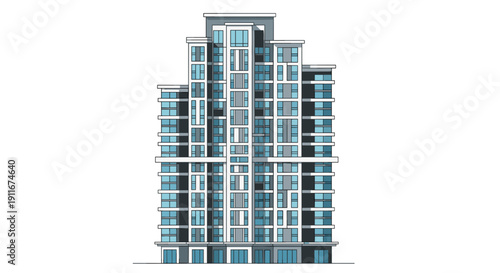 Modern High Rise Building with Balconies 1.