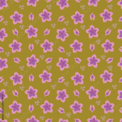 Cute seamless pattern with decorative flowers and leaves can be used for wallpapers, surface textures, textile,linen, kids cloth, pattern fills, page backgrounds and more designs