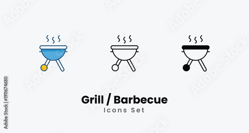 Barbecue icons vector set stock illustration