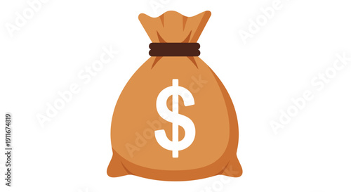 Money Bag with Dollar Sign Illustration 1.