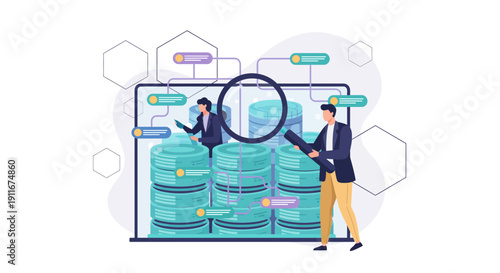 Businessman Analyzing Big Data Storage Servers.