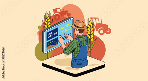 Farmer Using Digital Tablet For Smart Farming Technology.
