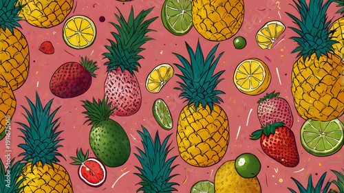 seamless pattern with fruits