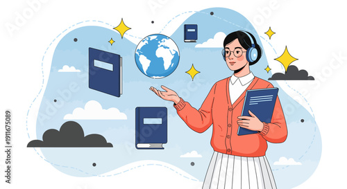 Female Customer Support Representative Wearing Headset.