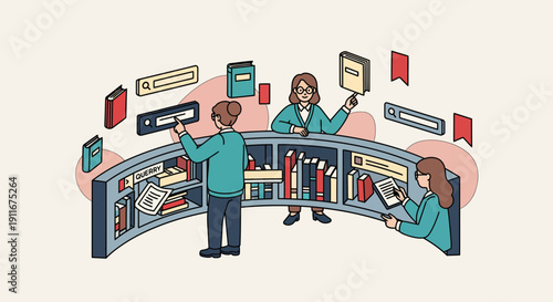 People Using Digital Library Interface for Research.