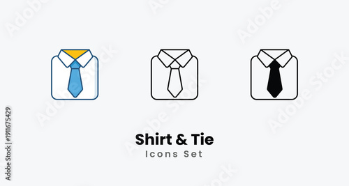 Shirt & Tie icons vector set stock illustration