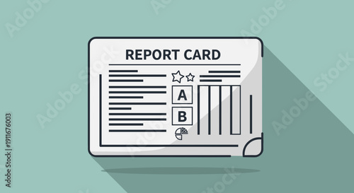 Report Card with Good Grades and Star.