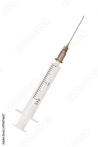 Spritze für Impfung und Injektion und isoliert als Freisteller über transparentem Hintergrund