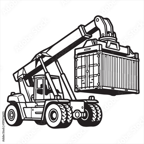 Heavy Construction Machinery Line Drawing for Kids and Education