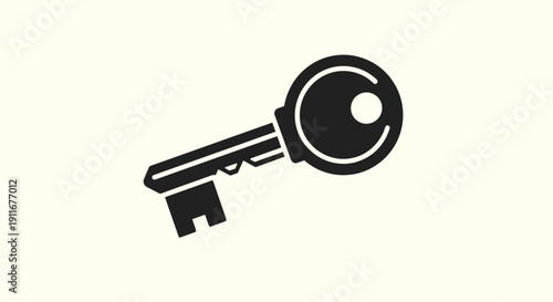 Simple Black Key Icon on White 1.
