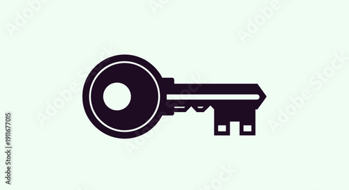 Simple Black Key Icon on White.