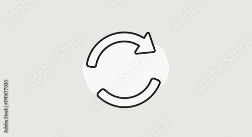 Simple Black Reload Icon on White.
